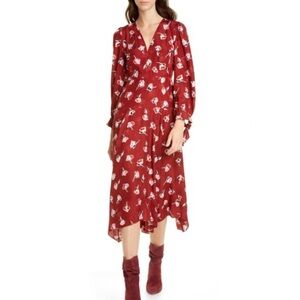 Rebecca Taylor Paintbrush Silk Jacquard Midi Dress
